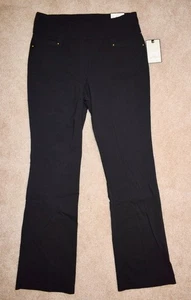 New Womens Dana Buchman Pants Black Medium Slimming Bootcut Pull On Stretch - Picture 1 of 3