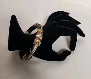 Artisan Handmade Genuine Leather, Copper, Silver, Brass Cuff Bracelet - Picture 1 of 12