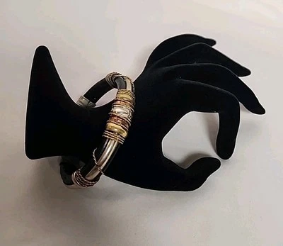 Artisan Handmade Genuine Leather, Copper, Silver, Brass Cuff Bracelet - Image 1 of 4