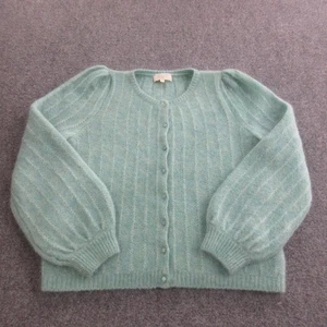 Sezane Strickjacke Pullover Damen groß grün Mohair Merino La Maille Knopfleiste - Bild 1 von 13