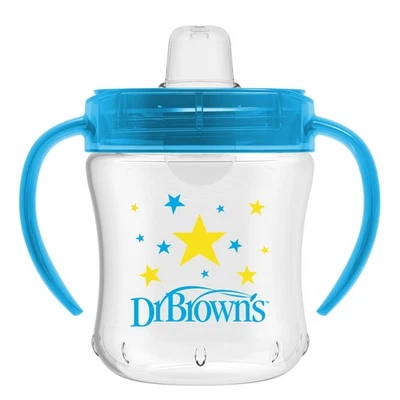 Taza para sorber con caño suave Dr. Browns Milestones con asas, estrella azul, sin BPA... Foto 1 de 4