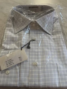 Ben Silver Charleston Men’s Buttton Up White And Blue Dbl Grid 16.5-35 - Picture 1 of 4
