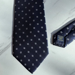 Club Room Navy Blue Geometric Designed Men’s 100% Imported SilkNecktie 58x3.25”  - Picture 1 of 8