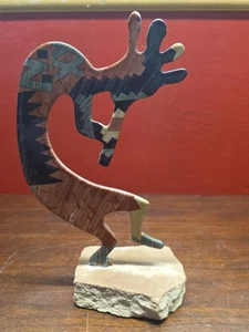 Vintage LazArt Kokopelli Hopi God metal/stone sculpture art 9" Southwest Native - Picture 1 of 5