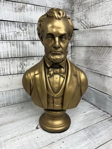 De Colección Marwal Grande 17" Presidente Abraham Lincoln Tiza Busto Oro Estatua COMO ESTÁ - Imagen 1 de 24