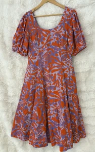 Vestido GORMAN Volcano Lino Manga Abullonada Línea A Bolsillos Talla 8 - Imagen 1 de 7