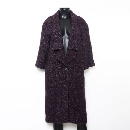 Cappotto lungo CHANEL Angora tweed taglia:34 P49872 viola WS10799