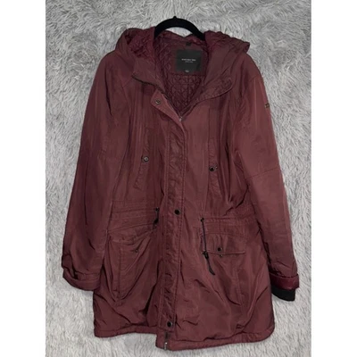 Marc New York Andrew Marc Burgundy Hooded Parka Jacket XL Quilted Lined - Image 1 of 4