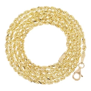 Collar de cadena de cuerda con corte de diamante macizo de oro amarillo de 10k 22" 2 mm 8,2 gramos - Imagen 1 de 4
