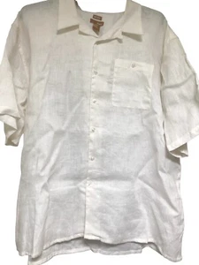 Bruno Camicia Uomo 3XL Bianca Manica Corta Bottoni 100% Lino 1 Bottone Tasca - Foto 1 di 6