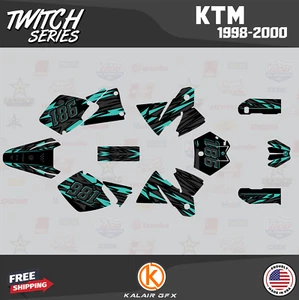 Graphics Kit for KTM 125SX 200SX 250SX 300SX 380SX  (1998-2000) Twitch - Teal - Picture 1 of 6