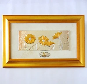 50° ANNIVERSARIO DI MATRIMONIO NOZZE D'ORO QUADRO FIORI ARGENTO CORNICE cm66x42 - Foto 1 di 5