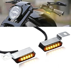 Mini LED Turn Signal Indicator Amber Light Blinker Lamp Motorcycle Handlebar Kit - Picture 1 of 10