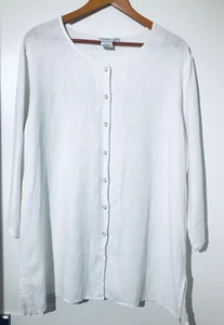 Hot Cotton White Oversize Large Tunika Druckknopfleiste Leinen/Baumwolle - Bild 1 von 9