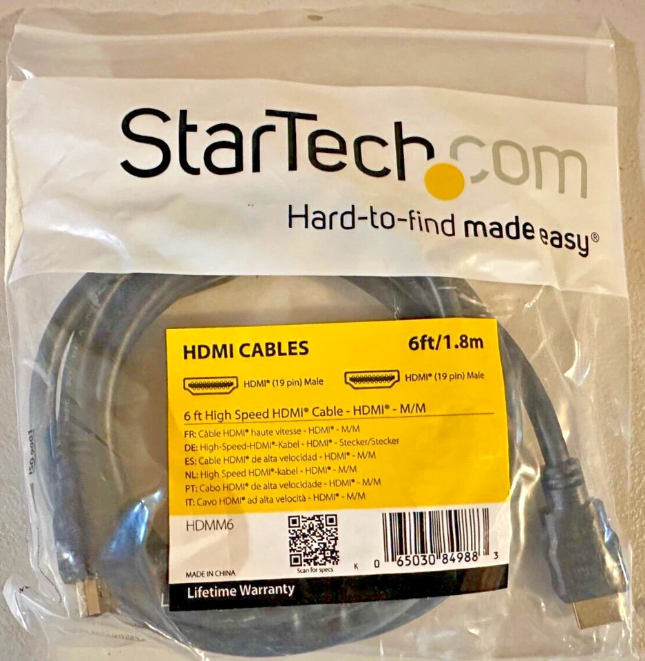 StarTech 6' High Speed HDMI Cable, 30 AWG #HDMM6 - Image 1 of 1