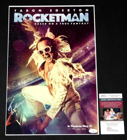 TARON EGERTON "ELTON JOHN" SIGNED E.T. ROCKETMAN 11X17 MOVIE POSTER JSA COA!!! Cover
