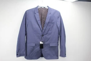 H&M Sz 44R Navy Blue Blazer Skinny Fit Mens Notch Lapel 2 Button - Picture 1 of 8