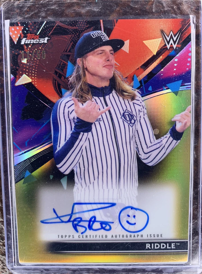 2021 Topps Finest WWE Riddle Roster Autograph Gold Refractor /50 - Image 1 of 2
