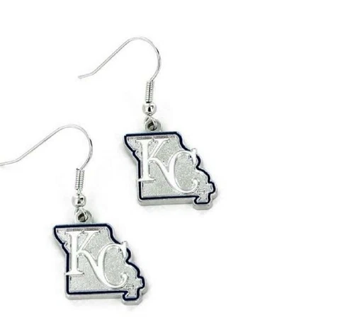 Kansas City Royals State Design Earrings [NEW] MLB Ear Ring Pair Chain Ring Hoop Cover