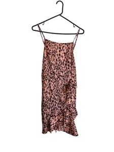 Pretty Little Things Women's Size 8 Pink & Black Leopard Print Satin Mini Dress - Picture 1 of 6