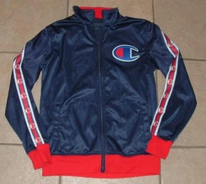 CHAMPION Boys Sz Large Navy Blue Full Zip Athletic Logo Jacket Front Pockets - Picture 1 of 4