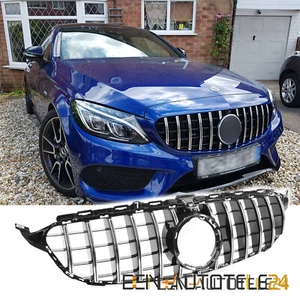 KÜHLERGRILL PANAMERICANA PASSEND FÜR MERCEDES C KLASSE W205 S205 ab 18 SILBER - Picture 1 of 6