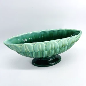 VINTAGE MID CENTURY 50ER/60ER JAHRE GRÜN OVAL DEKORATIVER KERAMIK ÜBERTOPF MIT FUSS - Bild 1 von 13