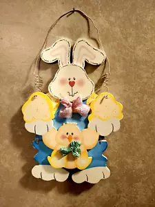 FREE Vintage BUNNY LANE Rabbit 10 1/2" Painted Wood Easter Hanging Ornament New - Picture 1 of 3