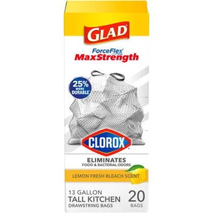 Glad 13 Gallon Kitchen Trash Bags, Lemon Fresh Bleach, 20 Bags - Picture 1 of 2