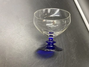 VINTAGE IMPERIAL BLUE STEMMED CLEAR GLASS SUNDAE /DESSERT DISH - Picture 1 of 2