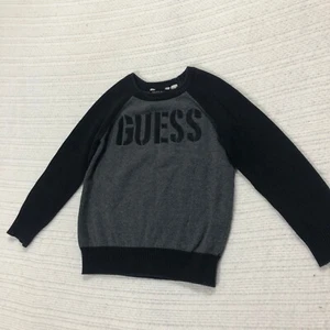 Guess Kids Pullover Sweater Crewneck Long Sleeve Gray Black Size 6/7 - Picture 1 of 6