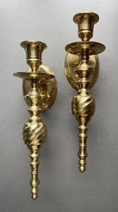 Vintage Messing Wandleuchter 10" hoch Wohndeko 2er Set gedreht konisch Design - Bild 1 von 5