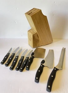 Miracle Blade II 2 scharfe Küchenmesser schwarz und hell Eiche Block 8 Steak Hack - Bild 1 von 12
