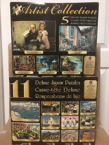 Deluxe Jigsaw Puzzles. 16 Puzzles In All. Sure-Lox 500-1000 Pieces 100% Complete - Picture 1 of 6