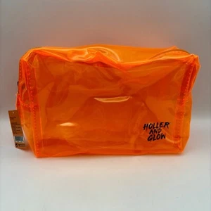 Holler And Glow Zipper Makeup Bag Clear Orange New - Picture 1 of 7