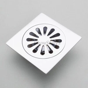 Rejilla de desagüe de piso de ducha de baño cuadrada de latón escurridor cromado pulido 416 - Imagen 1 de 4