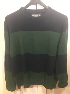 Mens' Nautica Jean Co. Blu/Green Striped 100% Cotton XL Long Sleeve Sweater 1079 - Picture 1 of 11