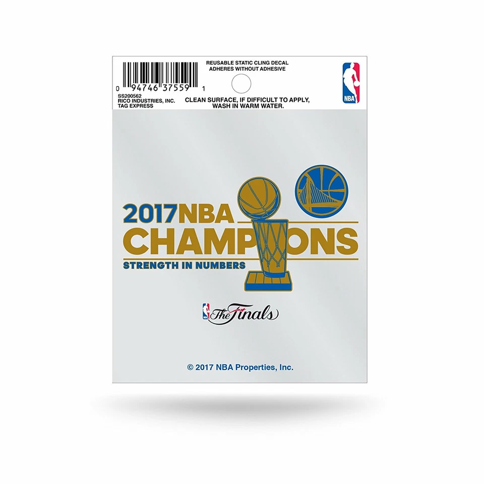 Golden State Warriors NBA Champions Static Cling Decal Sticker NEW!! 2017 - Image 1 of 1