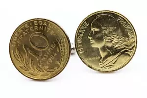Boutons de manchettes Pièce de Monnaie Authentique " France " 10 centimes Marian - Photo 1/3