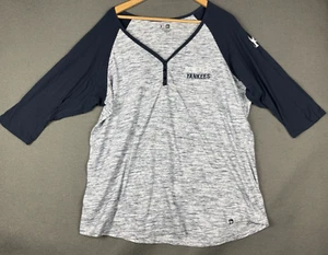 New Era New York Yankees Henley Top Heather blue 3/4 Sleeve MBL Baseball 3X - Picture 1 of 17