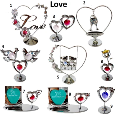 Crystocraft Valentines Day Gift Love Ornament with Swarovski / Bohemian Crystals