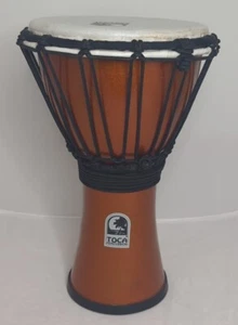 Toca Han Percussion Djembe Street Drum Freestyle Bongo Wood Base Bronze  - Picture 1 of 6