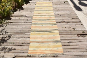 Tappeto turco 2x9 dimensioni Oriental Runner Corridoio Corridoio Beige Kilim ... - Foto 1 di 9