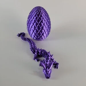 Purple Articulated 12" Crystal Dragon & Egg Fidget/Sensory Toy, Desk/Home Decor - Picture 1 of 8