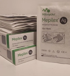 !! FINAL SALE !! Mepilex AG 4x4 10*10cm Silicone Soft Foam Dressing- 10 pieces - Picture 1 of 1