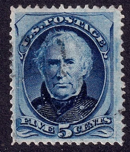 US Scott 179, 1875 Taylor, 5c blau, FINE USED - Bild 1 von 1