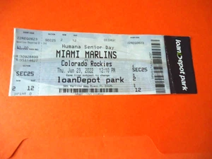 Miami Marlins Baseball ticket - June 23 - 2022 - Colorado Rockies - Loan Depot - Picture 1 of 2