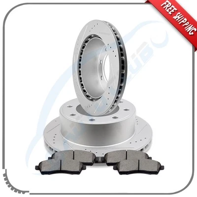 Rear Drilled and Slotted Brake Rotors Ceramic Pads For  Ford F-250 Super Duty Foto 1 de 4
