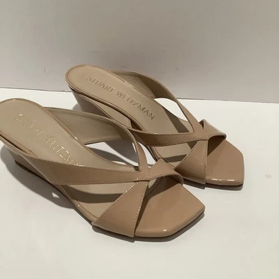 Stuart Weitzman Miami 50 Nude Beige Wedge Slide Womens Size 7B, New - Image 1 of 4