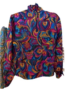 Camicetta vintage PS Illustrazioni taglia 4 manica lunga colore geometrico fiori paisley - Foto 1 di 4